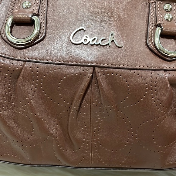 Coach Brown Perforated Leather Satchel - Picture 4 of 9
